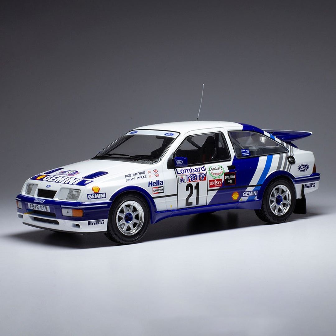 18RMC079A フォード シエラ RS コスワース 1989年ロンバードRACラリー #21 J. McRae/R.Arthur